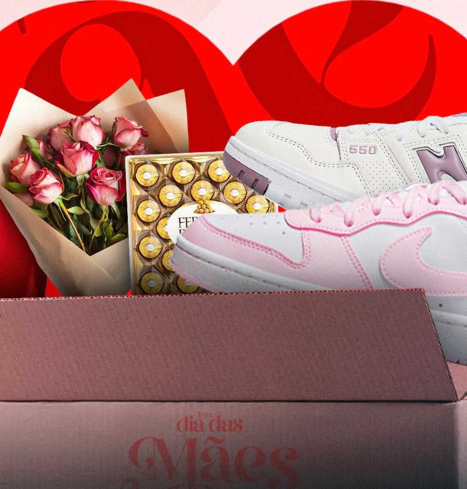 BOX DIA DAS MÃES - 1 TÊNIS, 1 CAIXA CHOCOLATE E 1 BUQUÊ