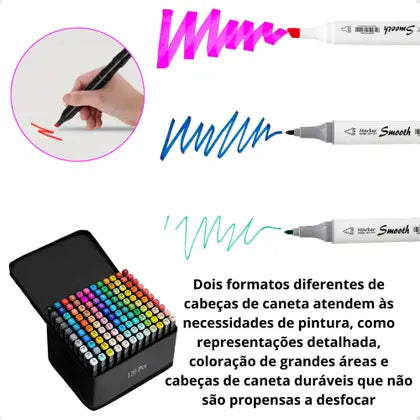 KIT ORIGINAL BOOBIE GOODS COM CONJUNTOS DE CANETAS PONTA DUPLA 120 CORES (CAPA DURA)