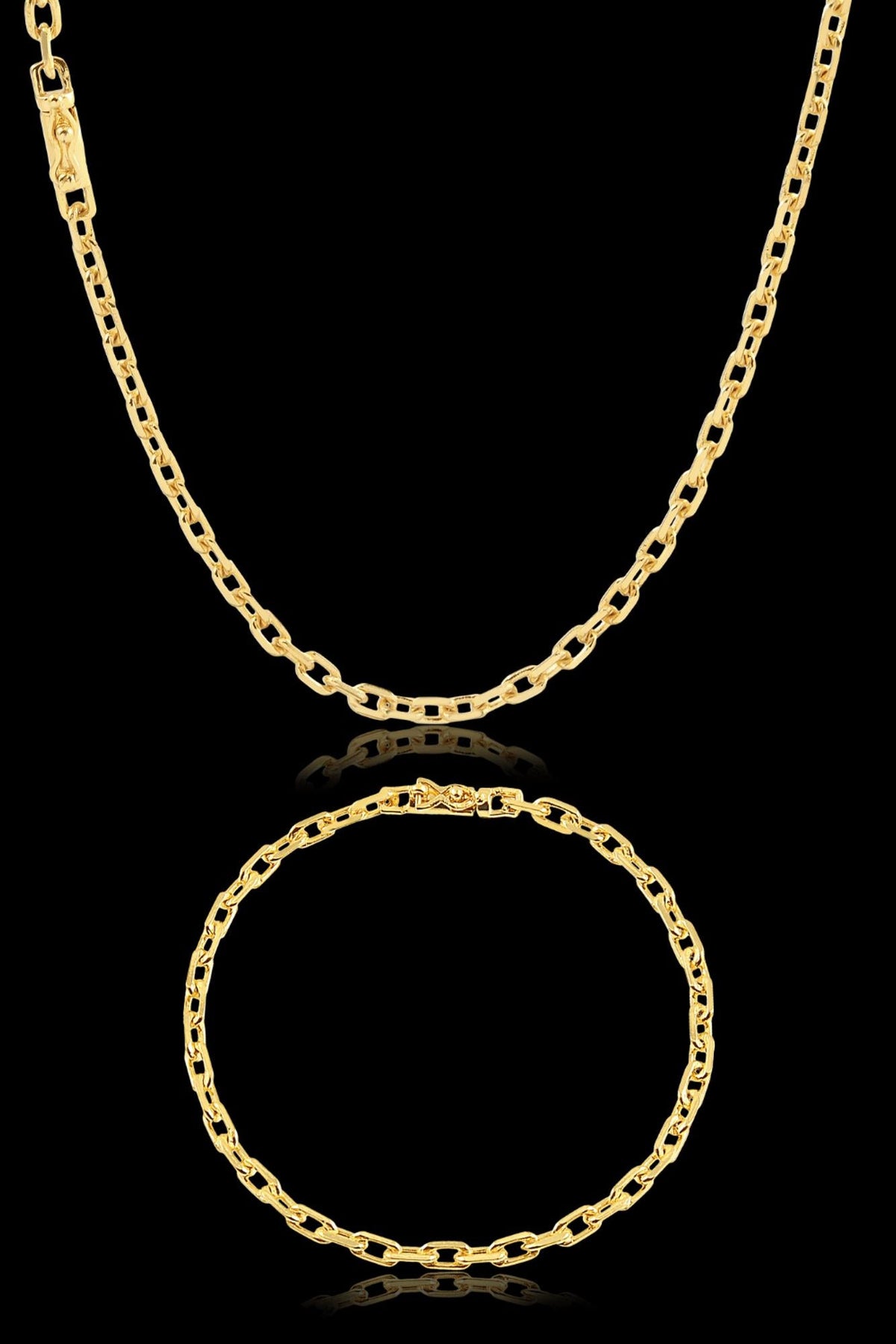 Kit Cordão e Pulseira Cadeado 12mm